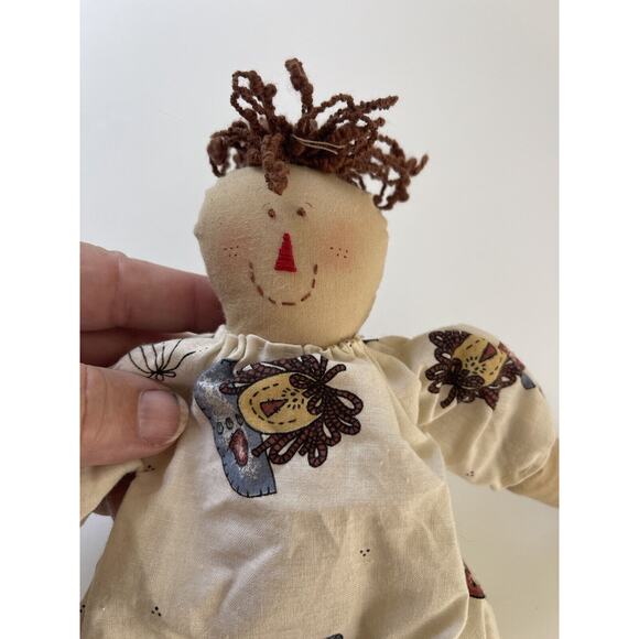 Vintage Handmade Primitive Style Cloth Rag Doll Folk Art Inscribed 12” - Picture 2 of 5